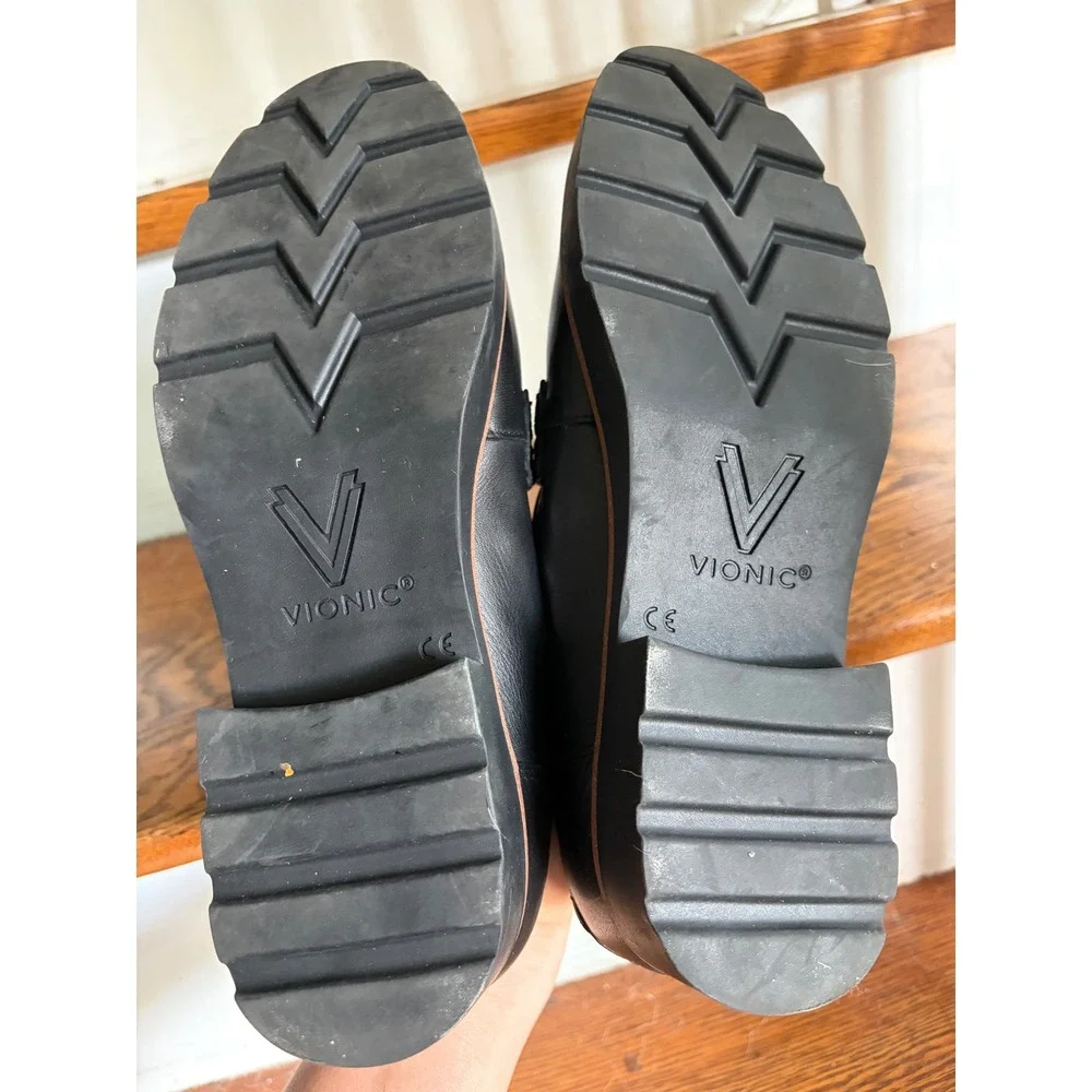 Vionic Cleo Loafer Black Leather Orthotic Penny Loafers Womens 8.5 DX 04-2025